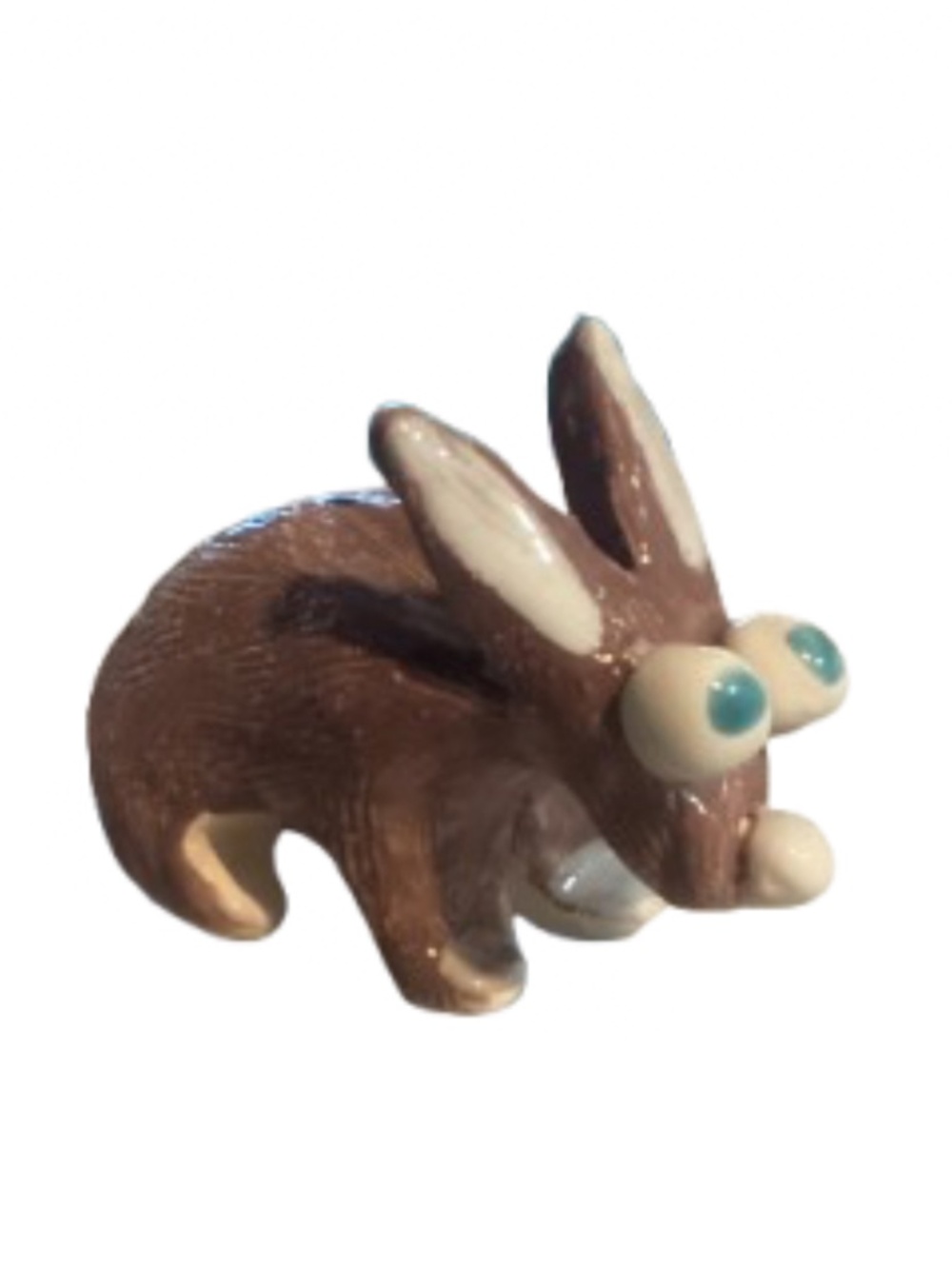 Mauve Hunchback Bunny Rabbit - Ceramic Figurine- Handmade - One of a Kind